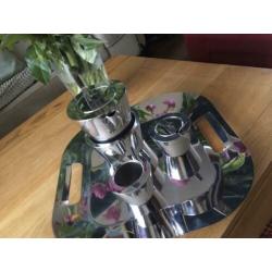 Metier design Momou métier theeset theekan dienblad staal