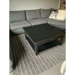 Salontafels 100x100 zwart hout- lade