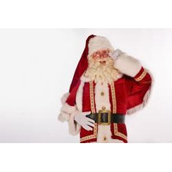 Zeer luxe fluweel kerstmankostuum, optioneel met baardstel.