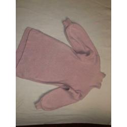 Zgan lila trui dress hoge nek pofmouw zacht gebreid rib