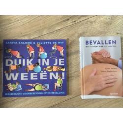2 boeken over bevallen, weeën, voorbereiden bevalling