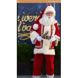 Zeer luxe fluweel kerstmankostuum, optioneel met baardstel.