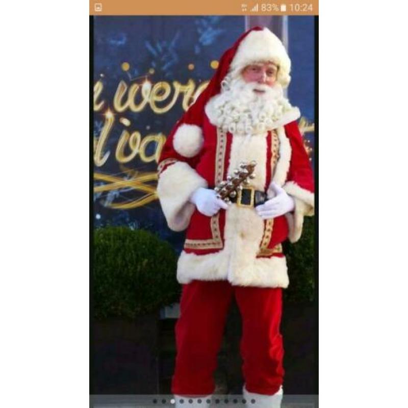Zeer luxe fluweel kerstmankostuum, optioneel met baardstel.
