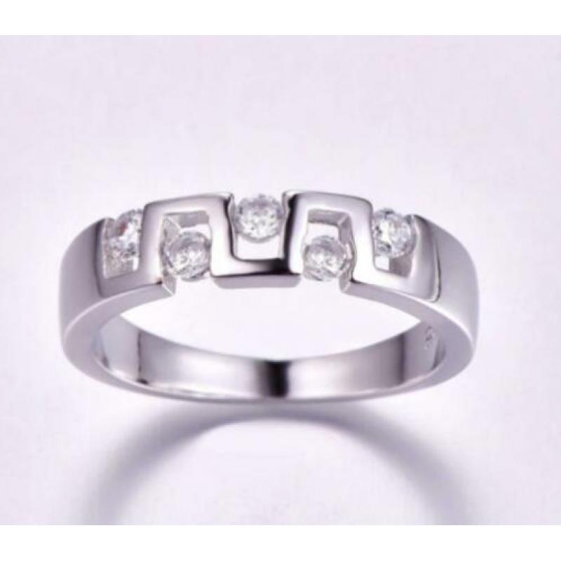 Dames 925 zilveren ring met 5 witte zirkonen