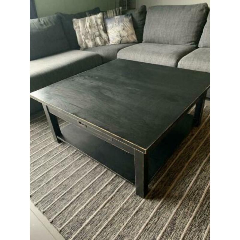 Salontafels 100x100 zwart hout- lade
