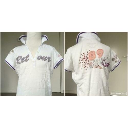 RETOUR shirt wit / paars nieuwstaat mt 122 / 128 D5