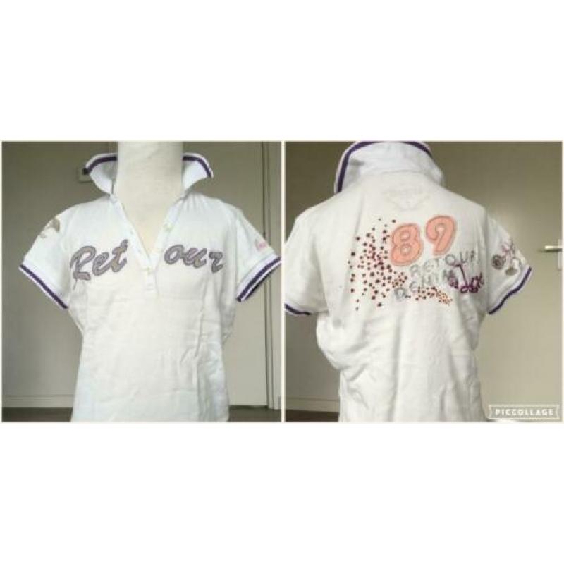 RETOUR shirt wit / paars nieuwstaat mt 122 / 128 D5
