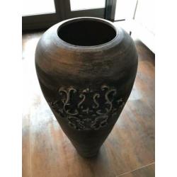 Grijze keramische vaas 100 cm