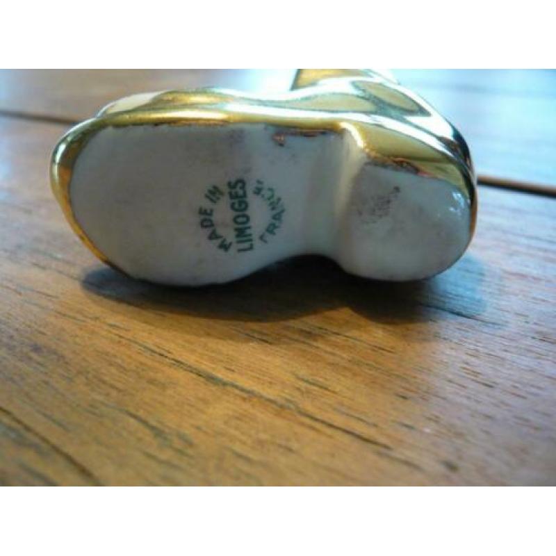 Limoges mini (nr5) schoen laars goudkleur H3 B5 cm