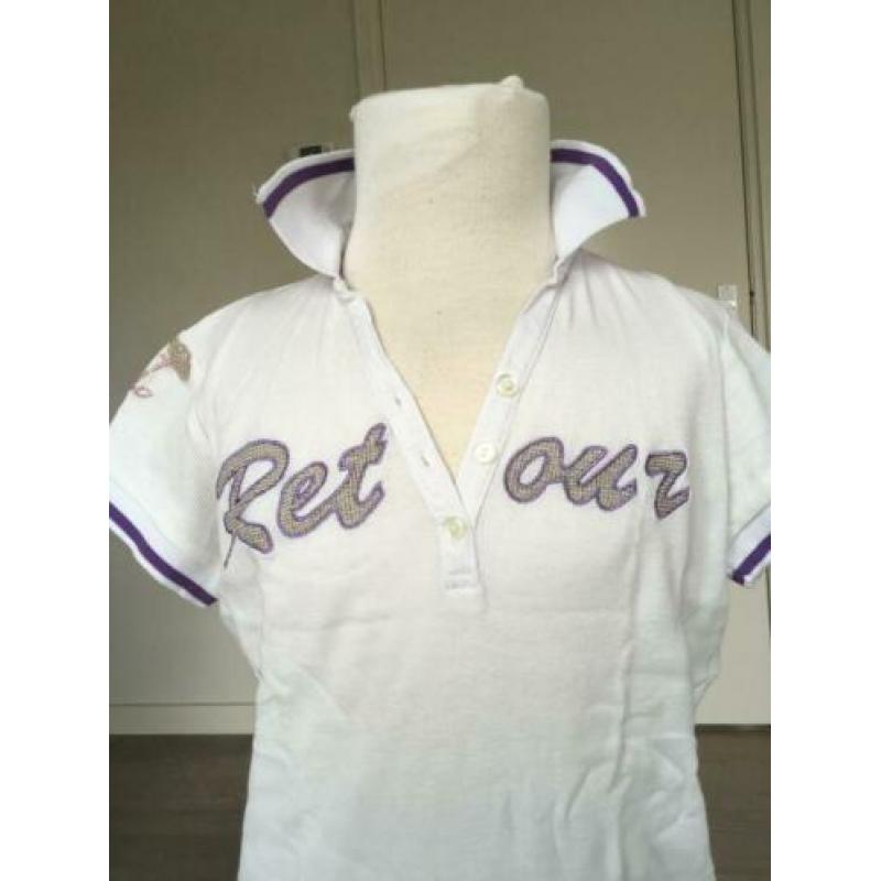 RETOUR shirt wit / paars nieuwstaat mt 122 / 128 D5