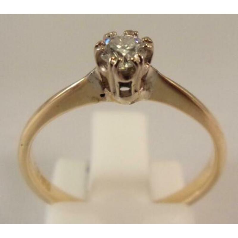 Kostbare solitiar ring met Diamant/Briljant 18 karaat goud
