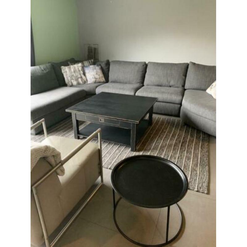 Salontafels 100x100 zwart hout- lade