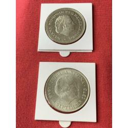 Serie 1 met 2 Zilveren Juliana Tientjes 1970 & 1973 10 Gld’s