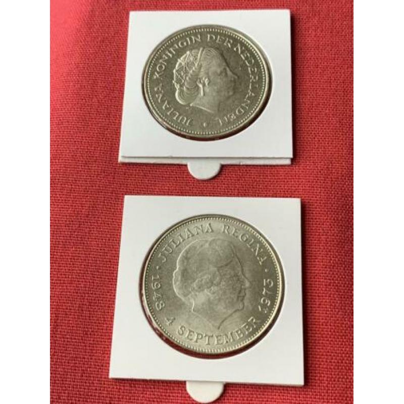 Serie 1 met 2 Zilveren Juliana Tientjes 1970 & 1973 10 Gld’s
