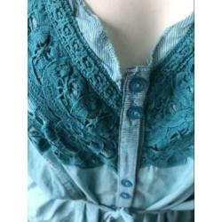 DIDI Boho Ibiza gipsy blouse, turkoois, maat S