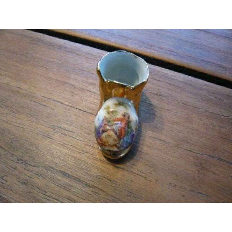 Limoges mini (nr5) schoen laars goudkleur H3 B5 cm