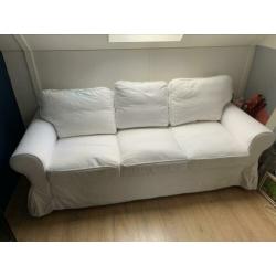 Witte 3-zits slaapbank Ektorp van Ikea met wasbare hoes
