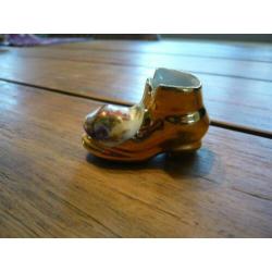 Limoges mini (nr5) schoen laars goudkleur H3 B5 cm