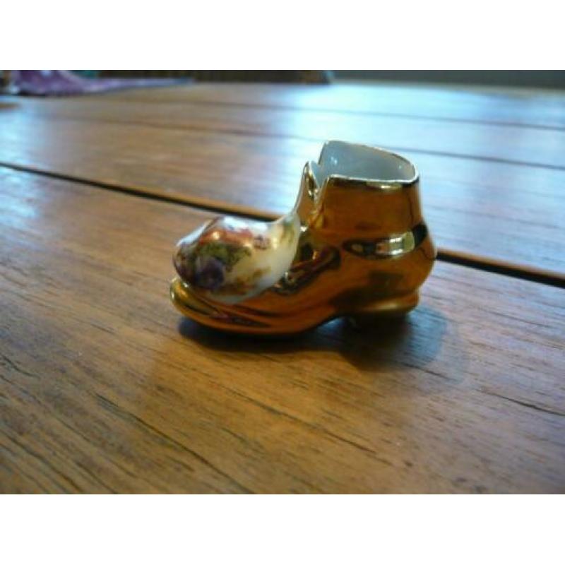 Limoges mini (nr5) schoen laars goudkleur H3 B5 cm