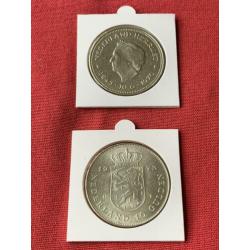Serie 1 met 2 Zilveren Juliana Tientjes 1970 & 1973 10 Gld’s
