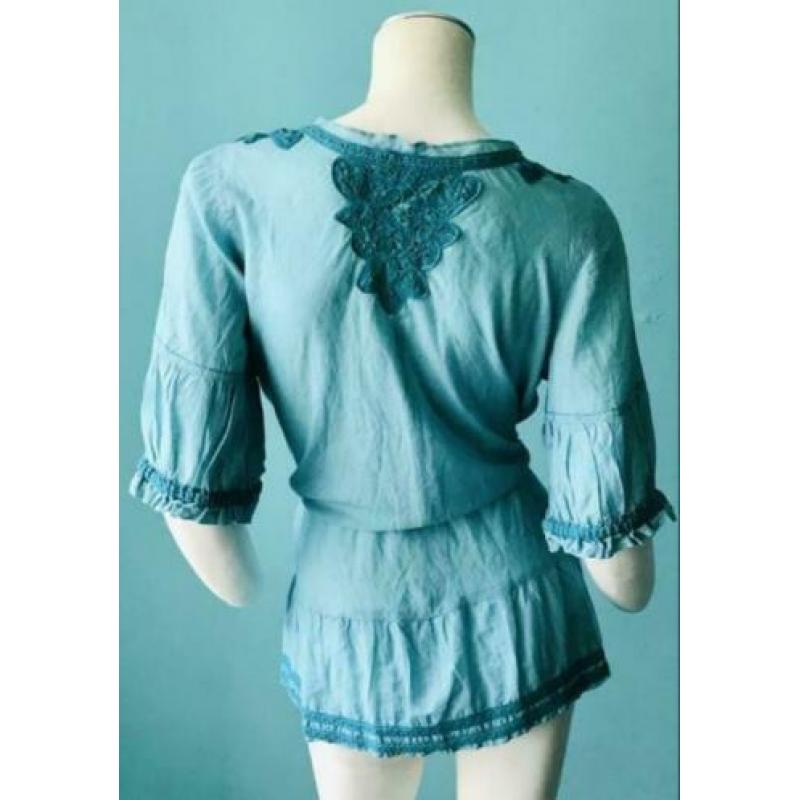 DIDI Boho Ibiza gipsy blouse, turkoois, maat S
