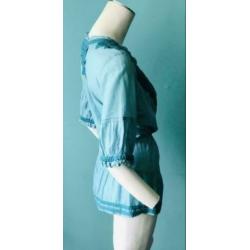 DIDI Boho Ibiza gipsy blouse, turkoois, maat S