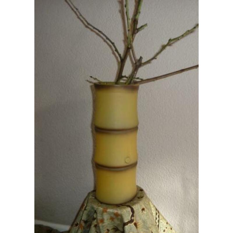 Als Bamboe geschilderde, glazen vaas uit Spanje, 30 cm