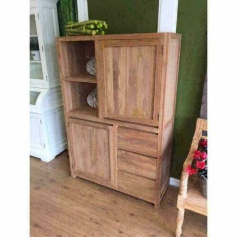 Half Open Kast massief TEAKHOUT, speelse indeling!