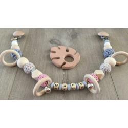 Speenkoord,bijtring,wagenspanner,maxi cosi hanger, met naam