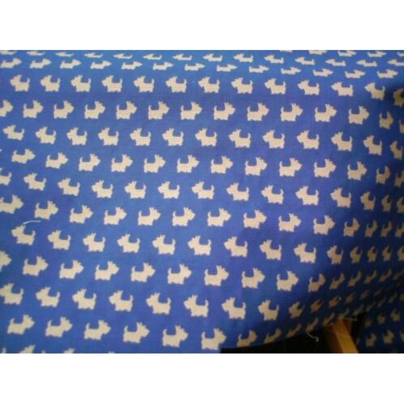 Footstool met - Hondjesstof blauw - NIEUW - BEKIJKEN !!!