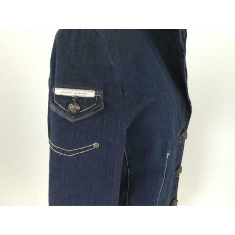 Blauw denim jasje/blazer met leuke applicaties SCARVA mt L