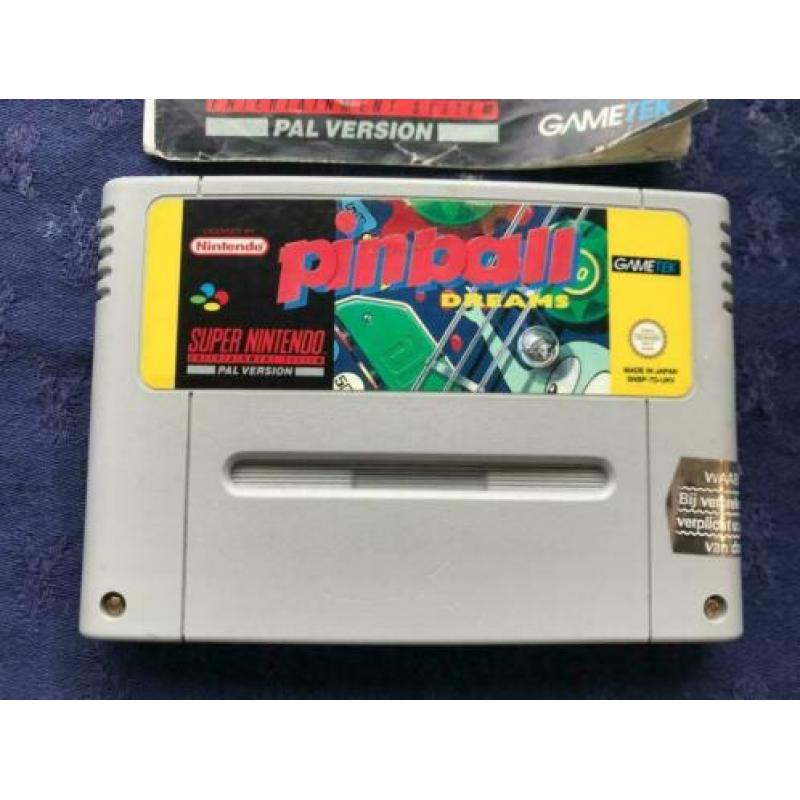 Nintendo Snes spel Pinball Dreams + boekje , Getest