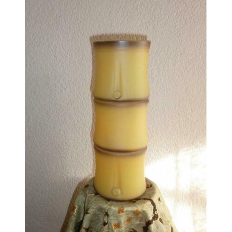Als Bamboe geschilderde, glazen vaas uit Spanje, 30 cm
