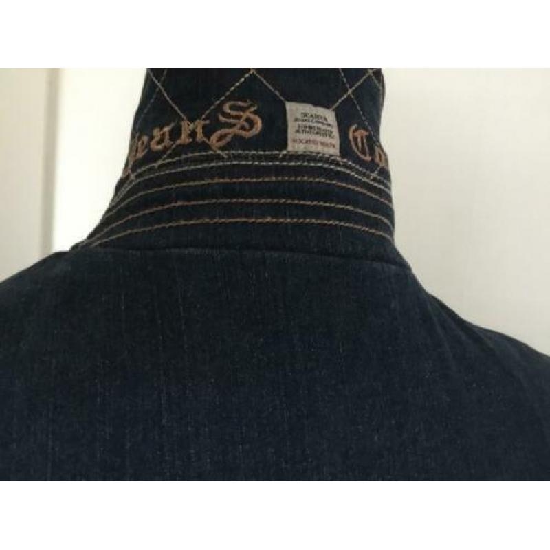 Blauw denim jasje/blazer met leuke applicaties SCARVA mt L