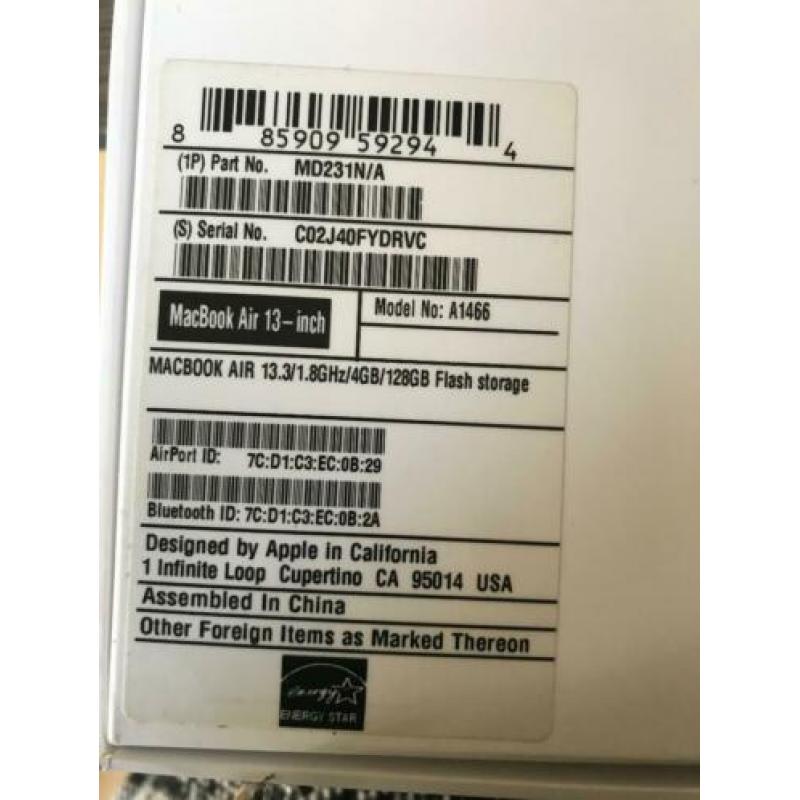 MacBook Air 13 inch, mid 2012, alleen ophalen