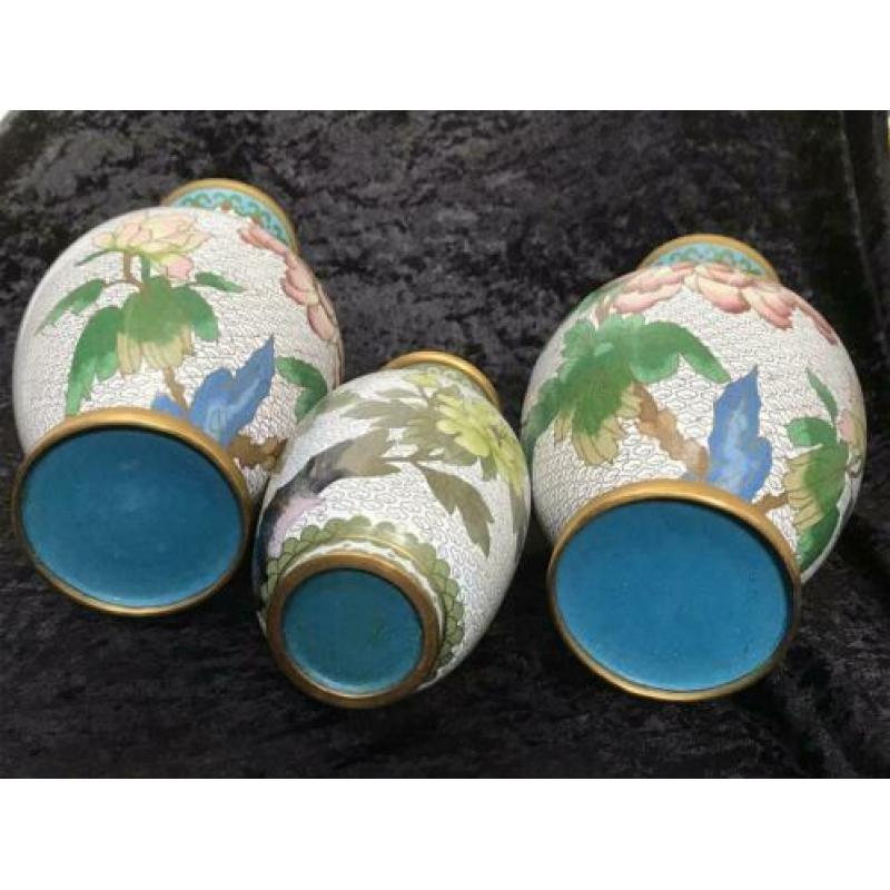 Verzameling cloisonné vazen lamp doosjes en dekselpot