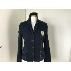 Blauw denim jasje/blazer met leuke applicaties SCARVA mt L