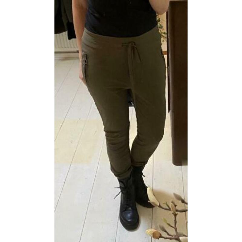 Kaki travelstof broek Jane Lushka (S/M)