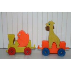 Vintage dierentrein circus trein rubber made in Germany