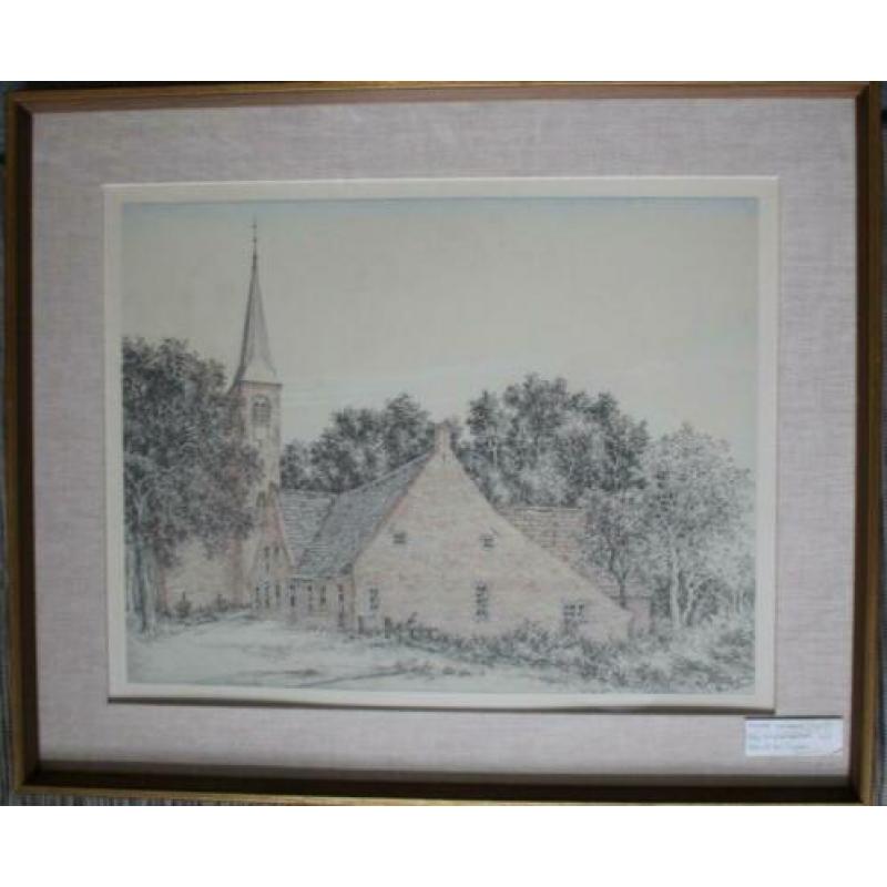 De Winsinghhof en de Catharina kerk Roden, uit 1969. Gesign