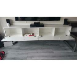 Zwevend Hoogglans Grijs TV meubel 200x38x30 cm 4 vakken
