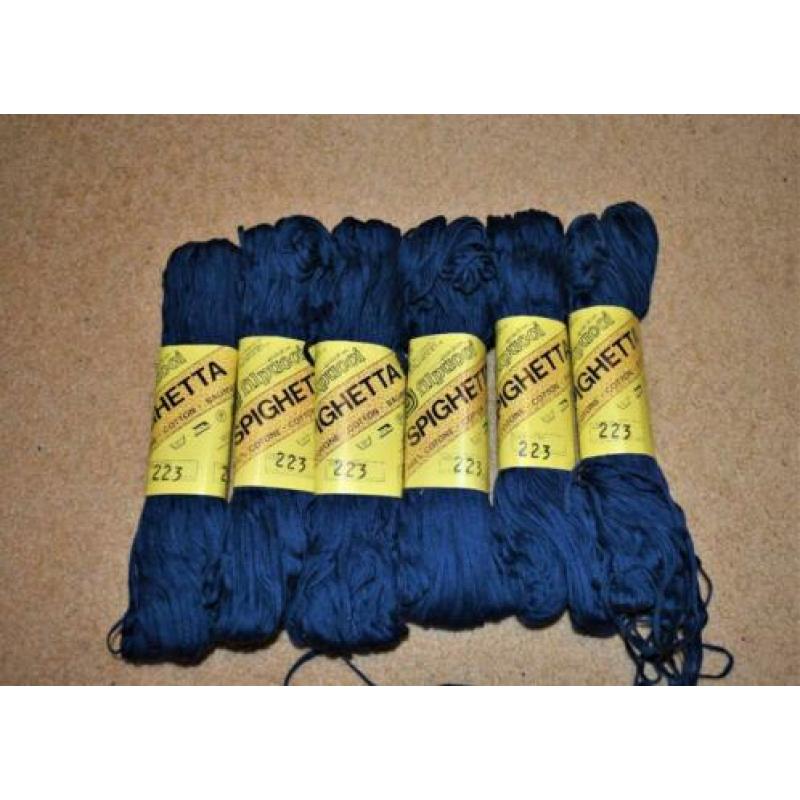 haak en brei katoen 100% spighetta donkerblauw 6 bollen