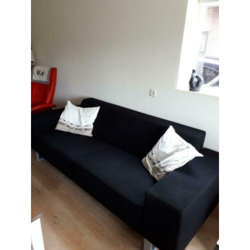 Zwarte 3 zitsbank bekleding stof 227x90 cm