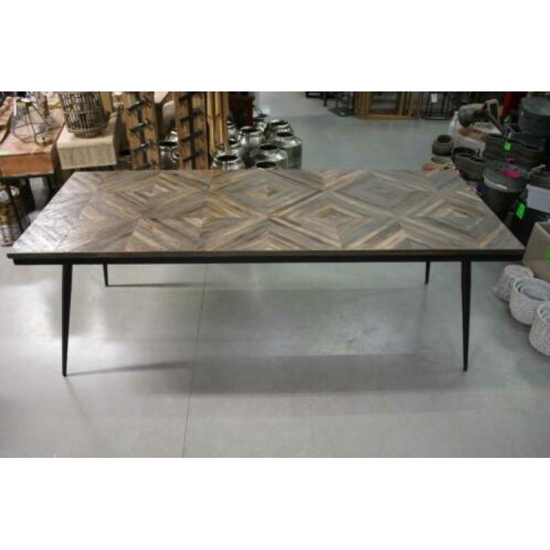 Prachtige eettafel Rhombic BePureHome hout metaal 220 x 90