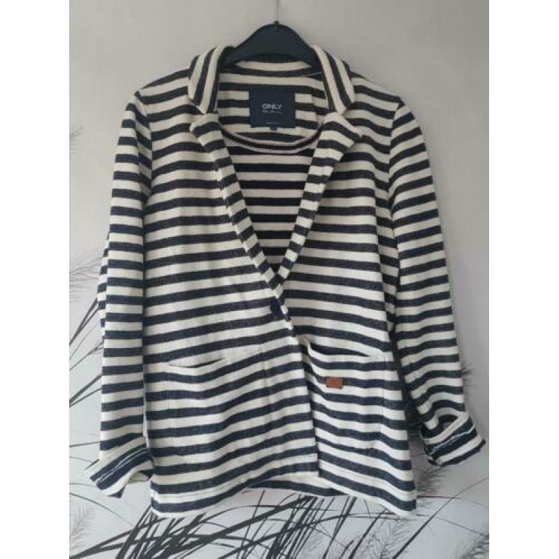 Only blazer Donkerblauw wit gestreept maat S 36 zara colbert
