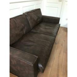 Driezits bank bruin leder
