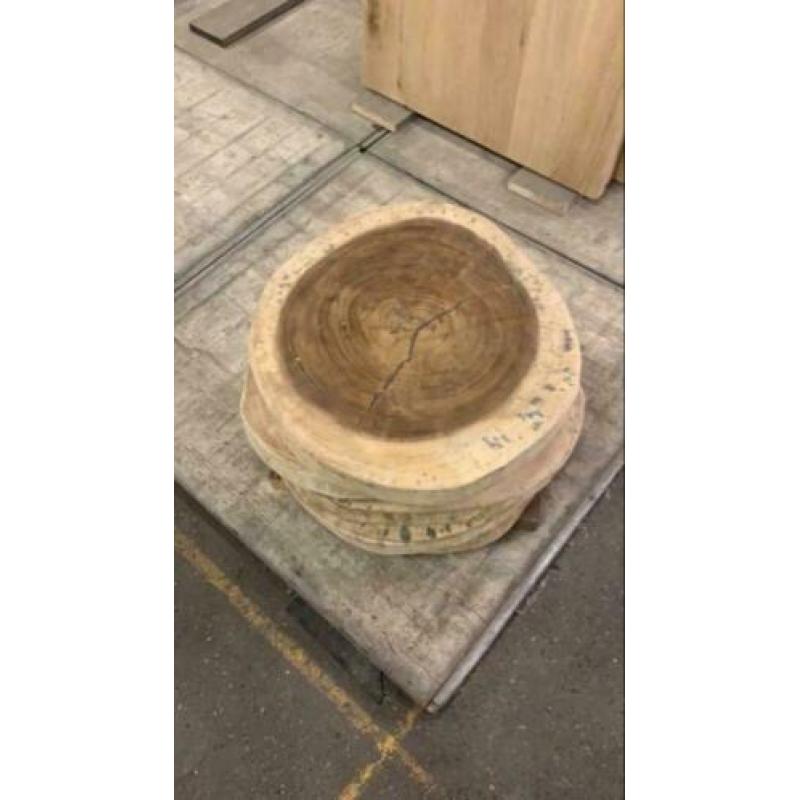 Bijzettafel salontafel boomstam blad suar