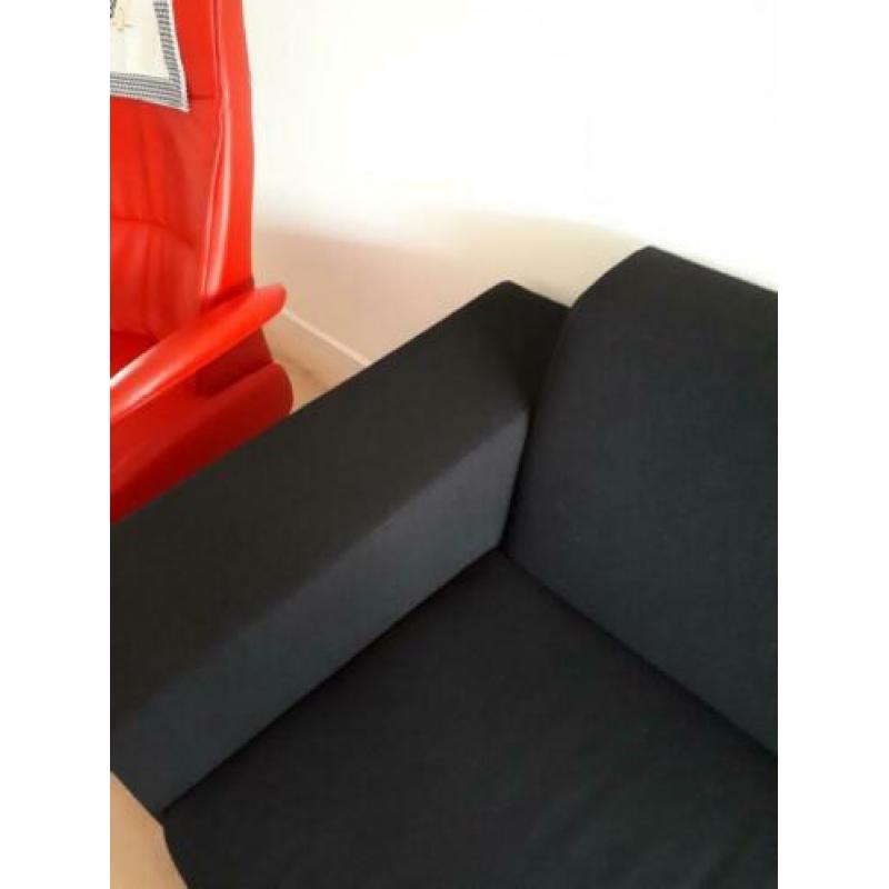 Zwarte 3 zitsbank bekleding stof 227x90 cm