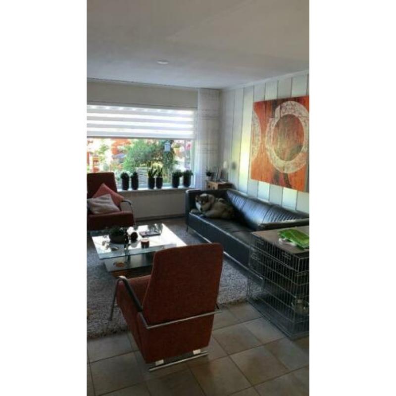 Unieke design salontafel glas hout metaal