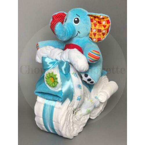 Gratis verzending Luiertaart Motor luiermotor Olifant blauw